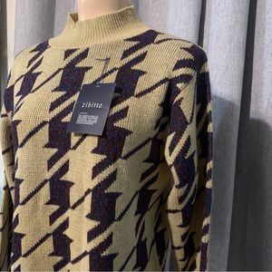 Womens Mixed Colors Stripe Round Neck Pullover Knitted Sweater Fashion Zibotto M